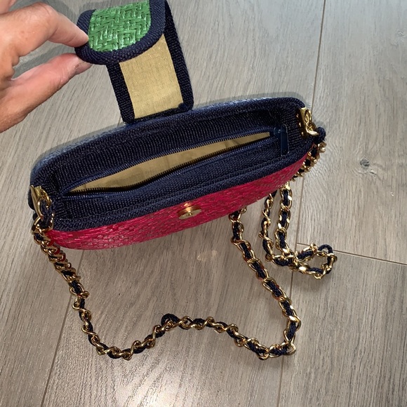 Aldo Vintage Structured Straw Purse - Pink/Blue/Green - Picture 5 of 9